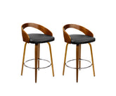 Set of 2 Wooden Bar Stools - Black